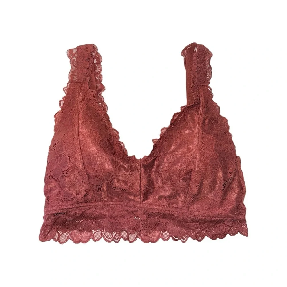 Maurices Rust Orange Wide Strap Lace Bralette V-neck Pullover Medium Women’s